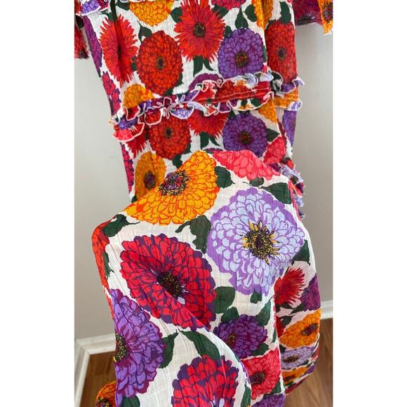 La DoubleJ Jeanne Maxi Dress Zinnie Creponne Floral Print Gown Tuckernuck XL - Picture 15 of 15